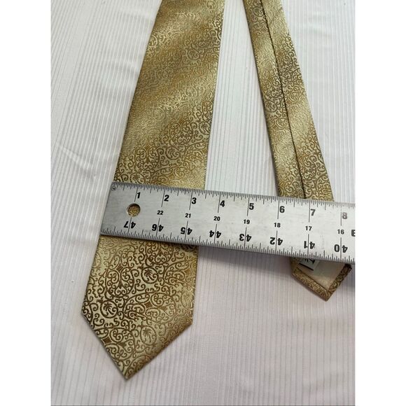 Tommy Bahama Gold Silk Paisley Palm Necktie Tie - Picture 3 of 6
